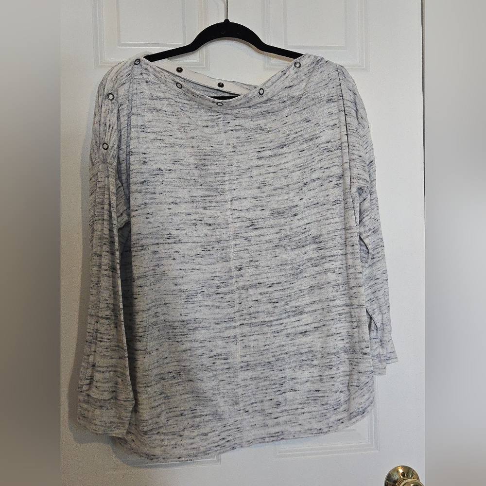 Maurices Gray Ribbed Off-the-Shoulder Blouse